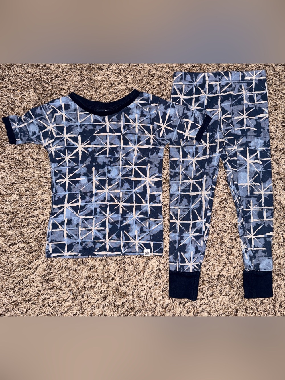 Kids Star Grid Navy Two-Piece Pajama Set